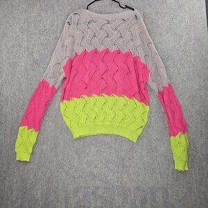 Colorblock Oversized Knit Sweater Womens Multicolor 5XL Polyester Open Weave